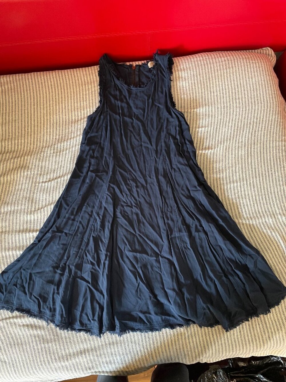 Altar'd State Sleeveless Frayed Trim Swing Mini Dress